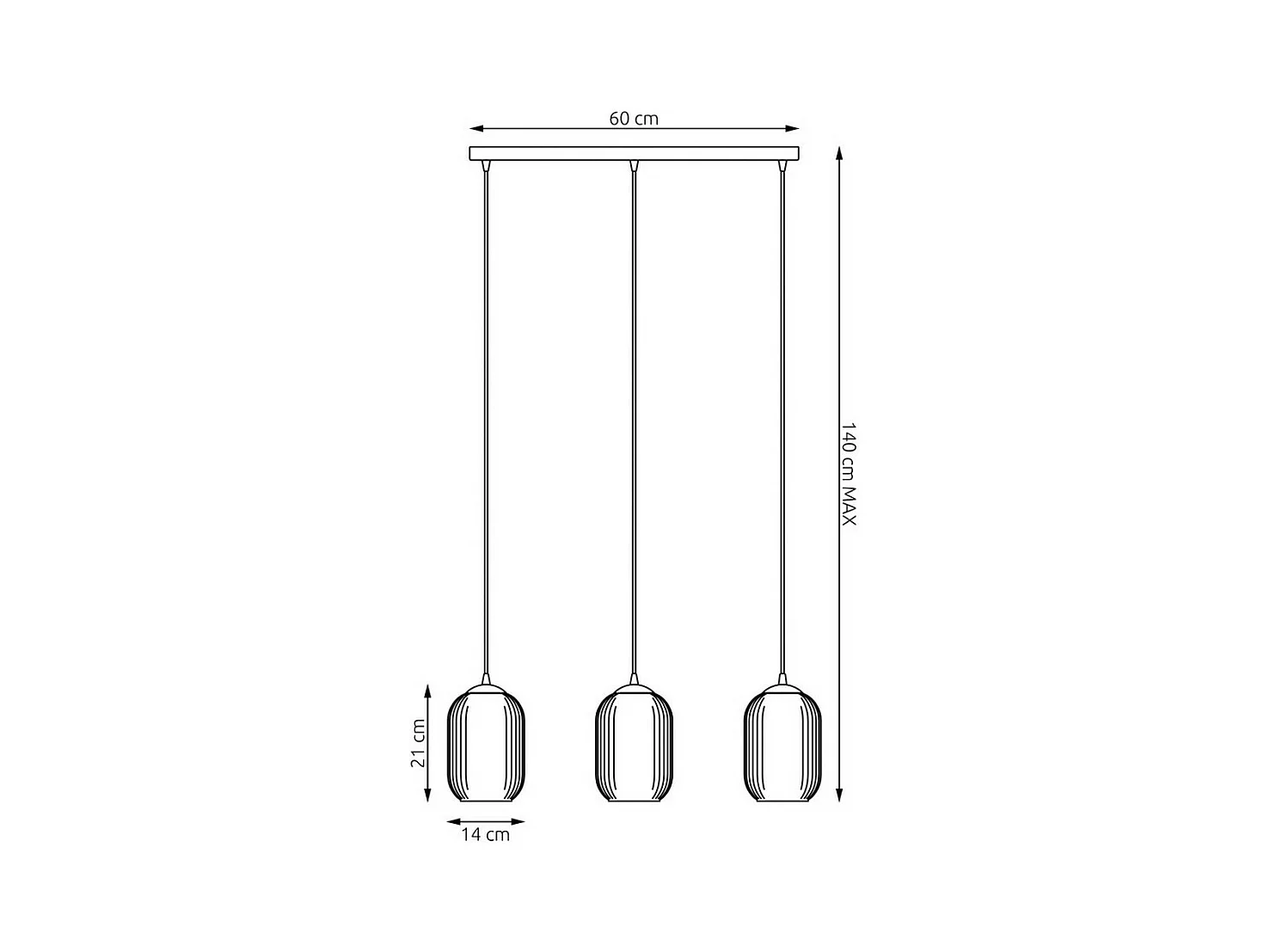 Lampada a Sospensione Verdi, Nero, 60x14x140 cm, EPIKASA