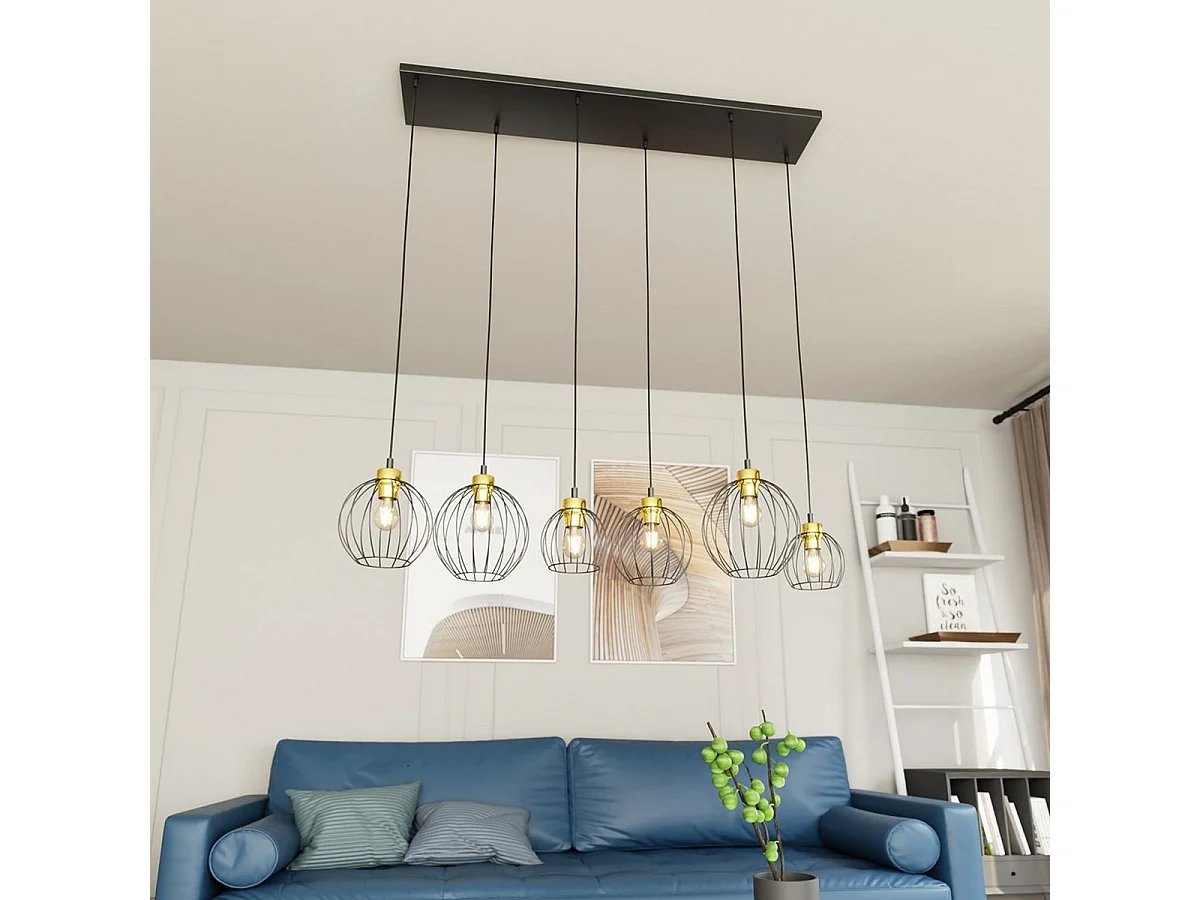 Lampa Wisząca Nando 9, Czarny, 125x24x140 cm, Seven Design