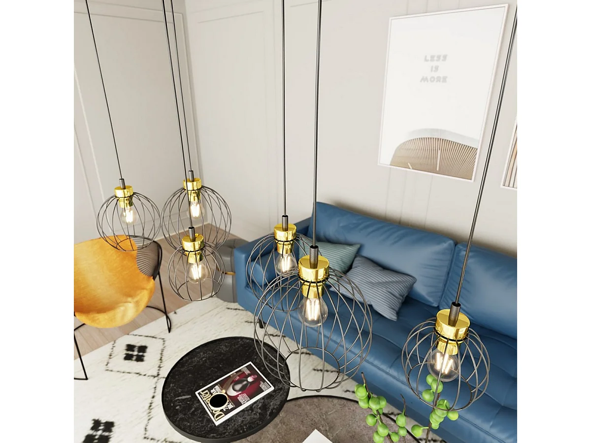 Lampa Wisząca Nando 9, Czarny, 125x24x140 cm, Seven Design