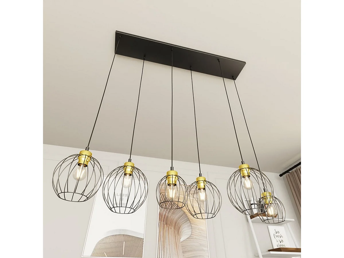 Lampa Wisząca Nando 9, Czarny, 125x24x140 cm, Seven Design