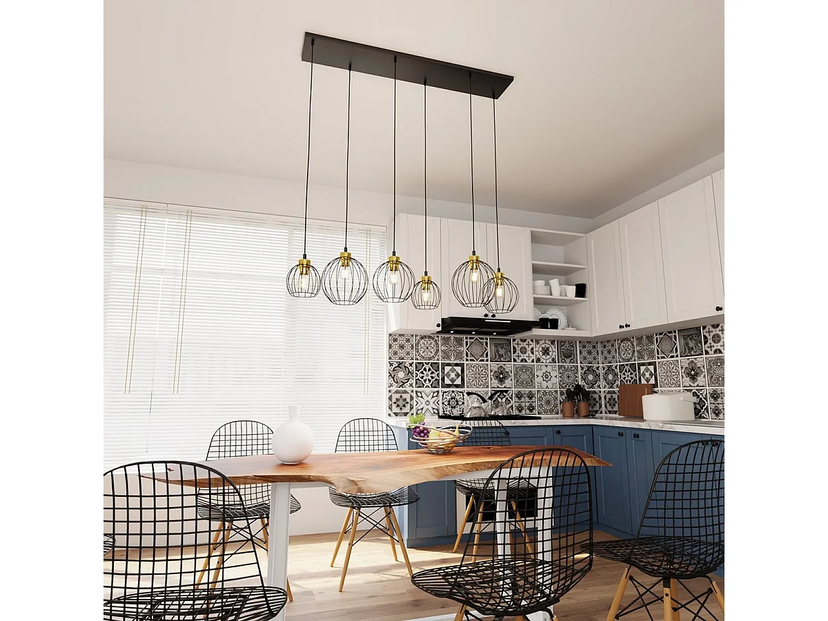 Lampa Wisząca Nando 9, Czarny, 125x24x140 cm, Seven Design