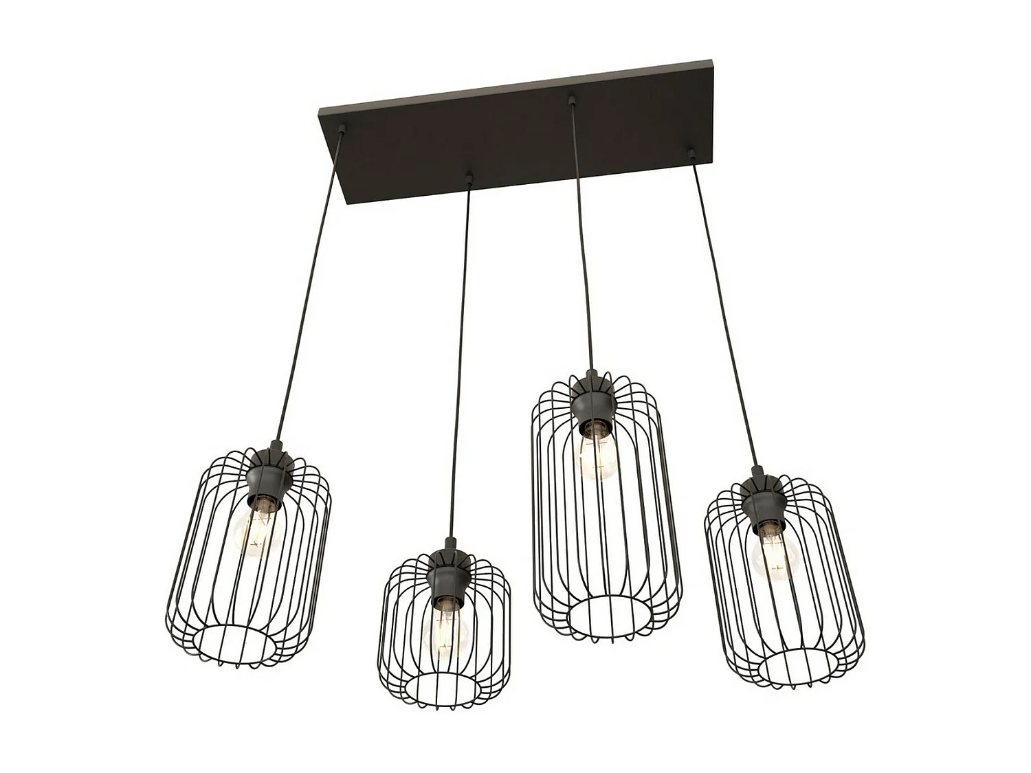 Candeeiro Suspenso Vander 3, Preto, 70x16x140 cm, Seven Design