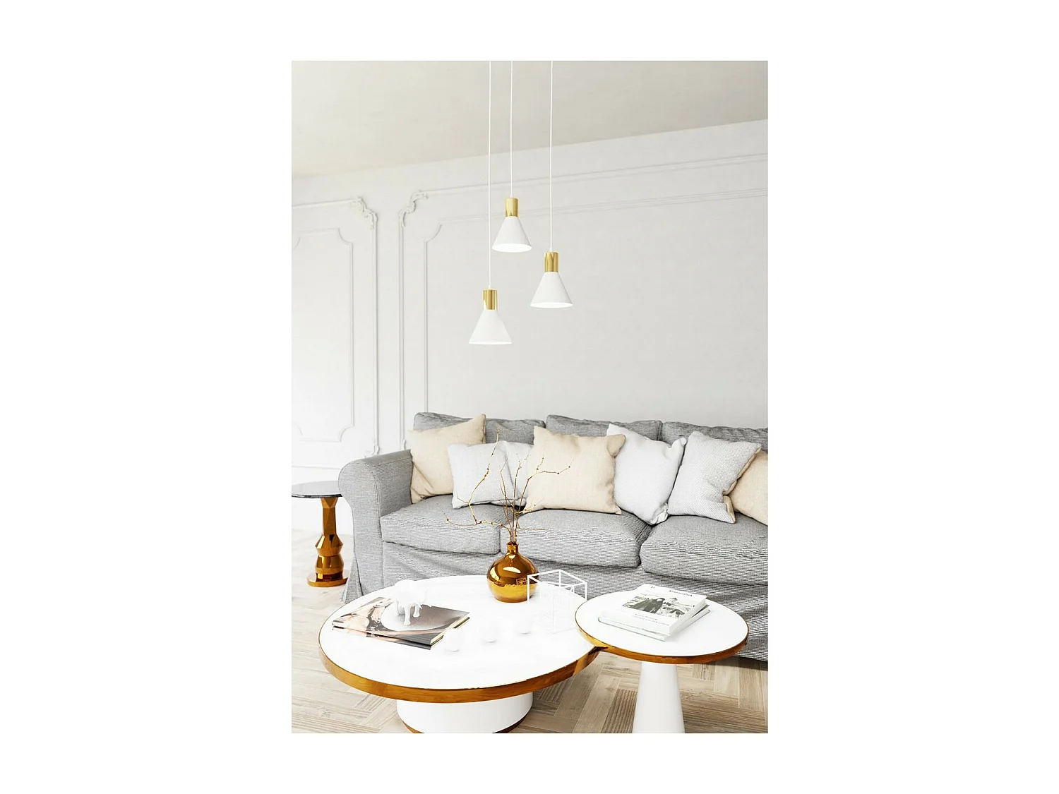 Lampa Wisząca Róża, Biały, 30x30x140 cm, Seven Design