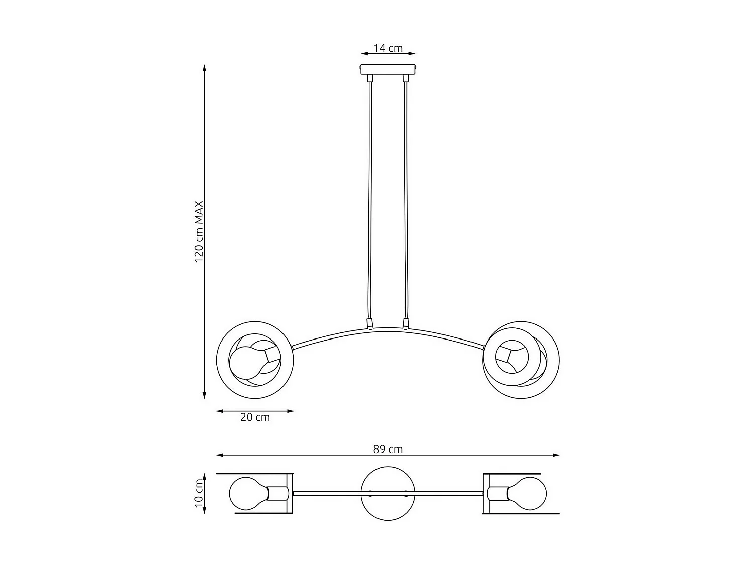 Candeeiro Suspenso Euforia, Branco, 89x14x120 cm, Seven Design