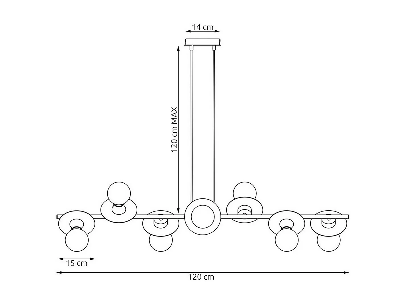 Suspension Token 1, Noir, 120x14x120 cm, Seven Design