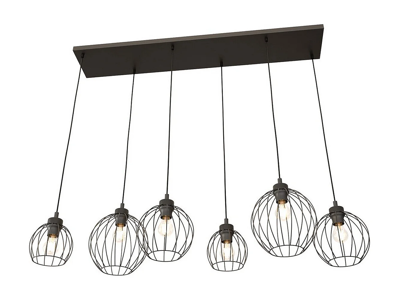 Hanglamp Nando 4, Zwart, 125x24x140 cm, Seven Design