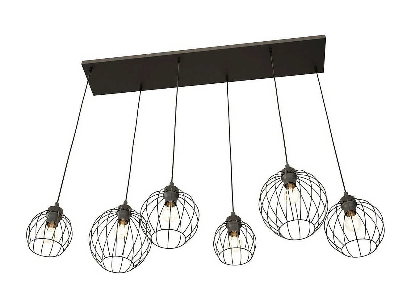 Hanglamp Nando 4, Zwart, 125x24x140 cm, Seven Design