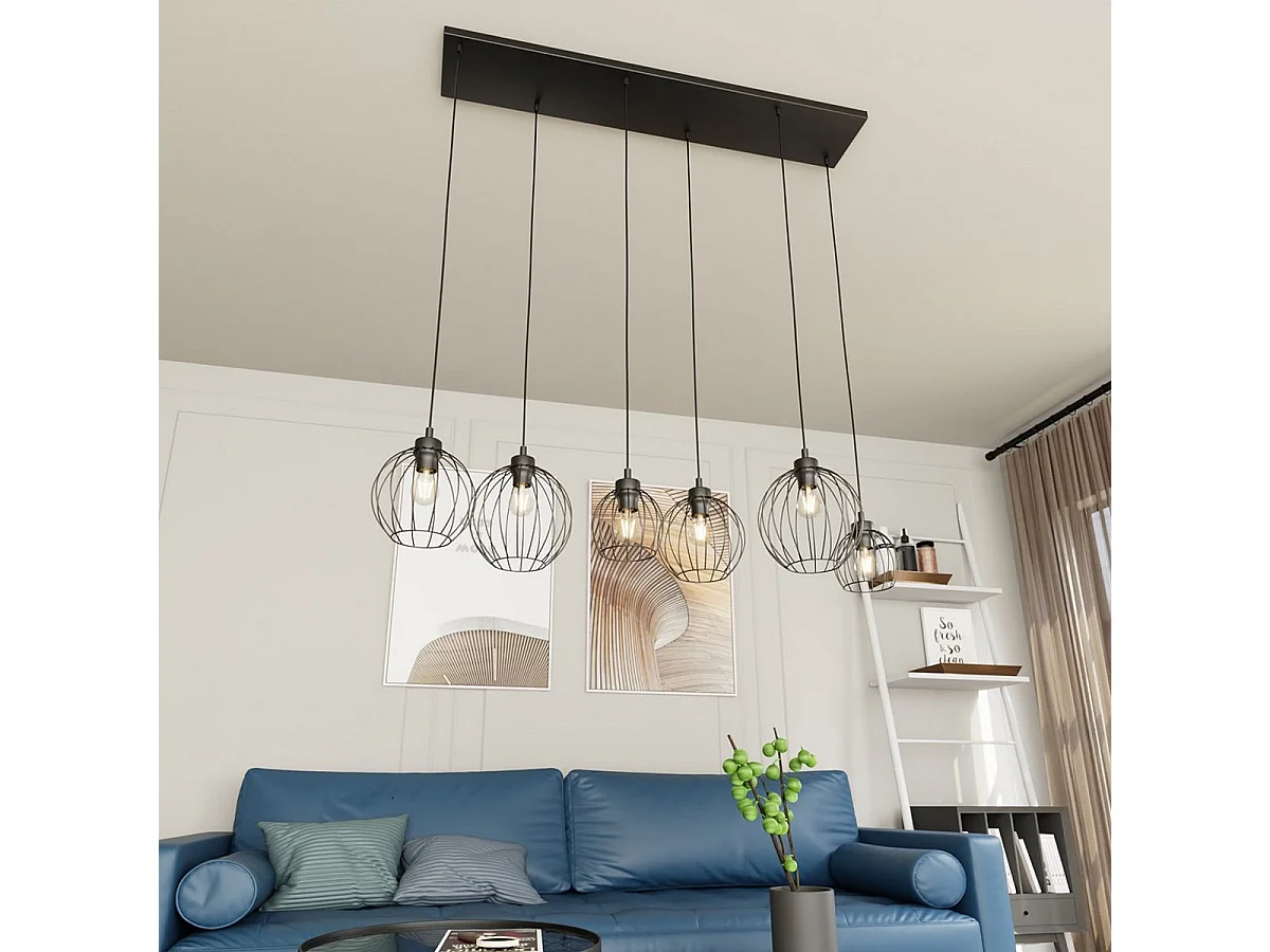 Hanglamp Nando 4, Zwart, 125x24x140 cm, Seven Design