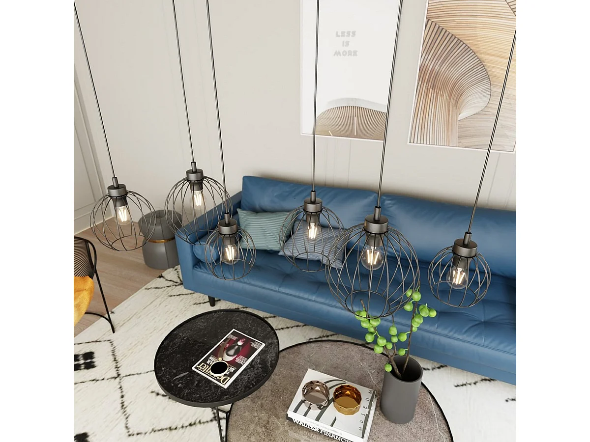 Hanglamp Nando 4, Zwart, 125x24x140 cm, Seven Design