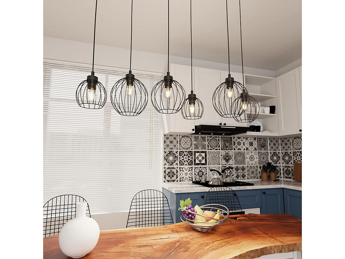 Hanglamp Nando 4, Zwart, 125x24x140 cm, Seven Design