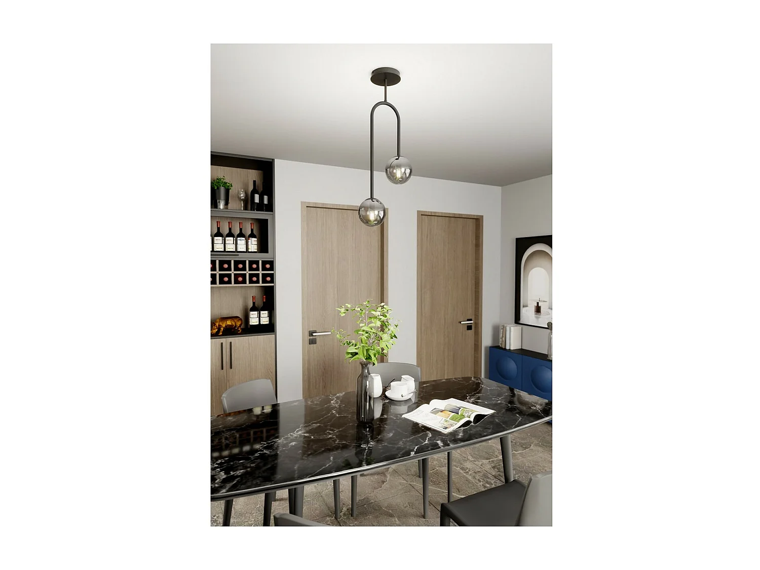 Suspension Atria 2, Noir, 29x15x76 cm, Seven Design