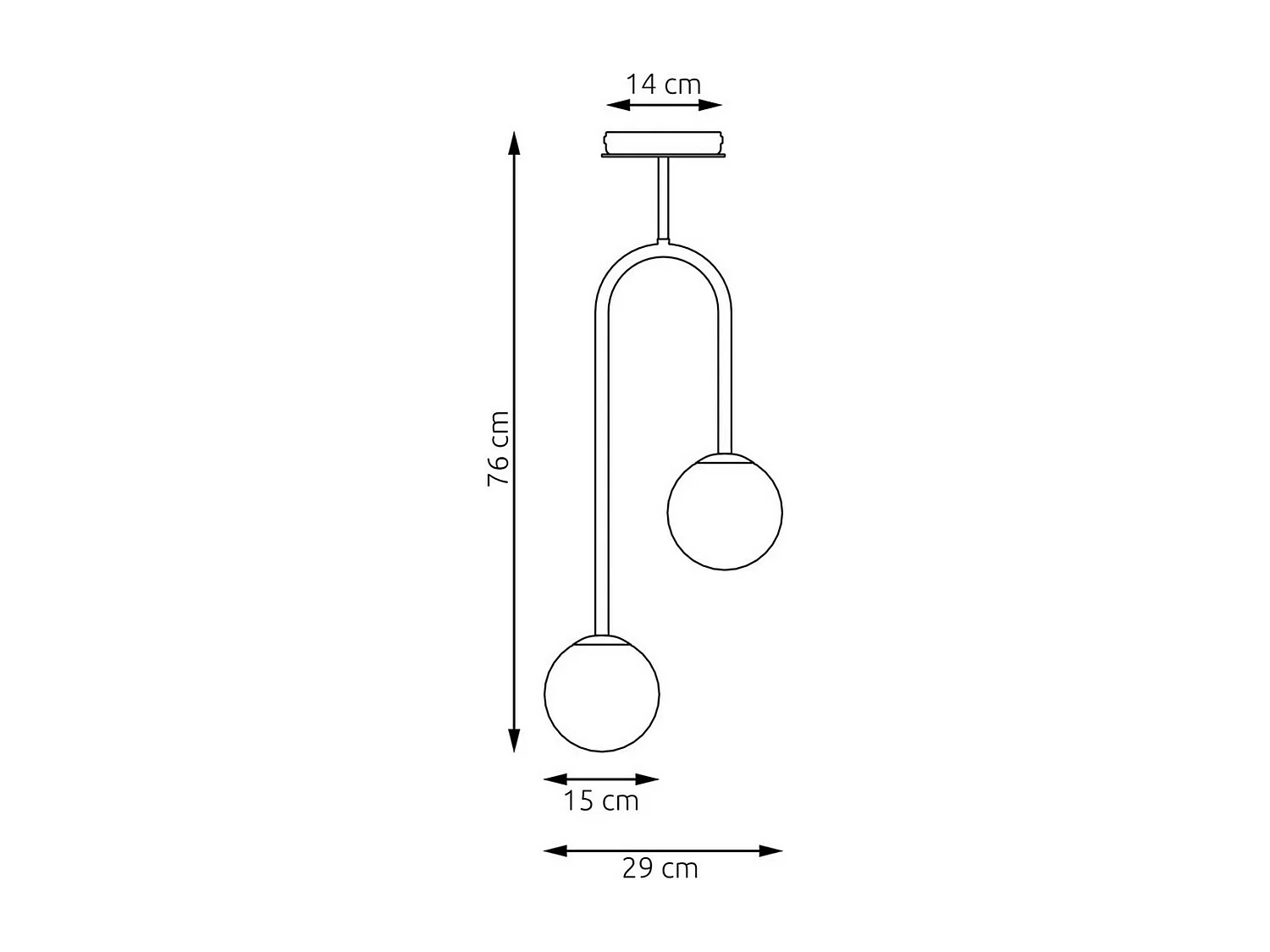 Suspension Atria 2, Noir, 29x15x76 cm, Seven Design
