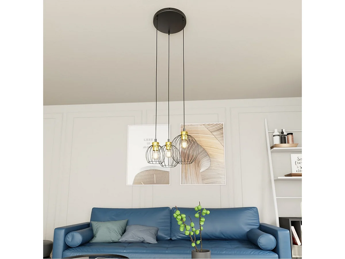 Lampada a Sospensione Nando 7, Nero, 30x30x140 cm, Seven Design