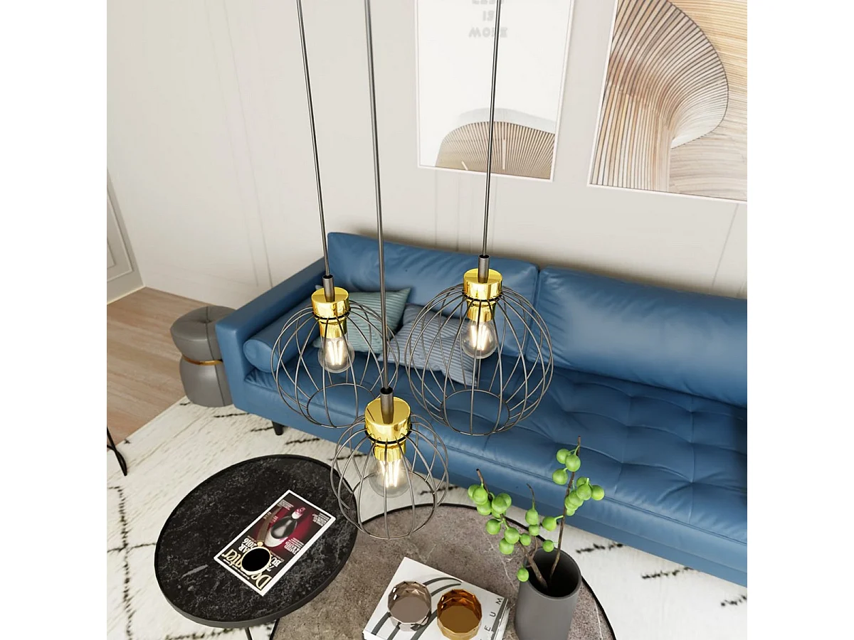 Lampada a Sospensione Nando 7, Nero, 30x30x140 cm, Seven Design