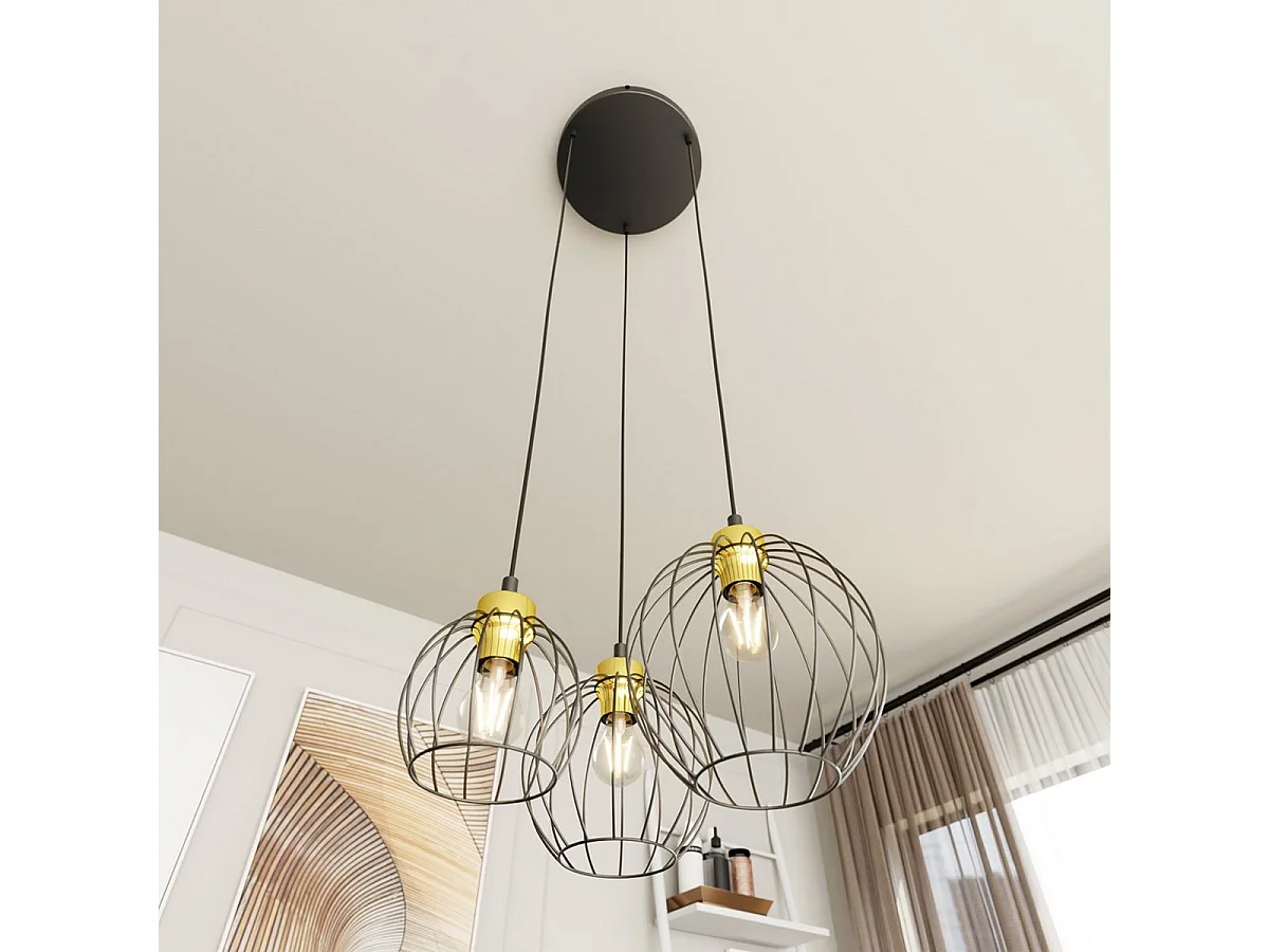 Lampada a Sospensione Nando 7, Nero, 30x30x140 cm, Seven Design