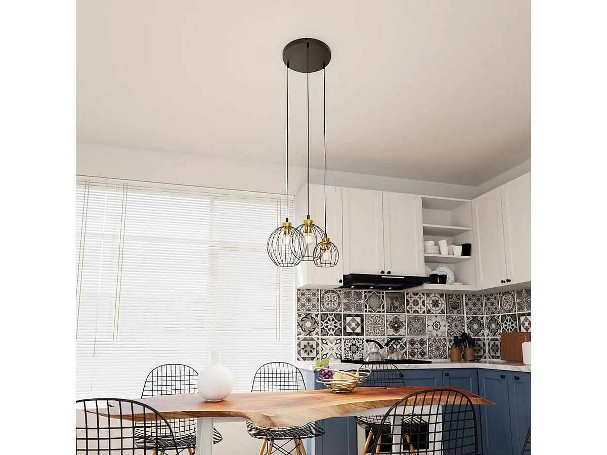 Lampada a Sospensione Nando 7, Nero, 30x30x140 cm, Seven Design