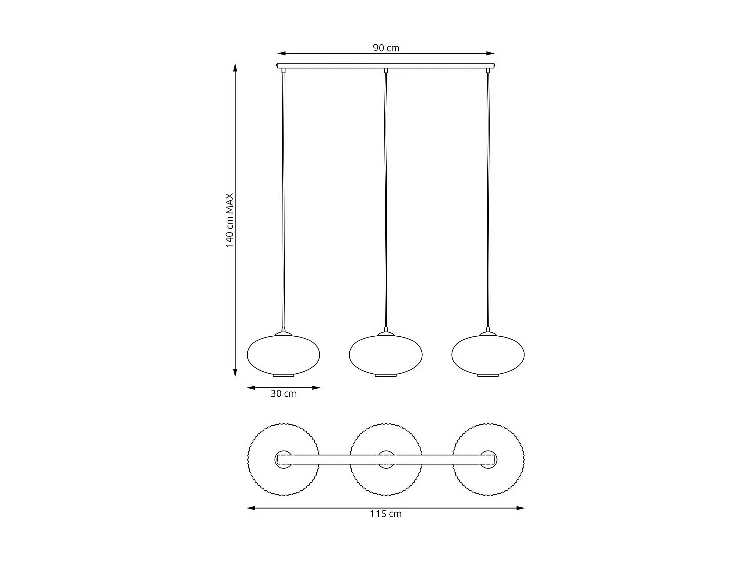 Candeeiro Suspenso Coco 9, Preto, 200x200x200 cm, Seven Design