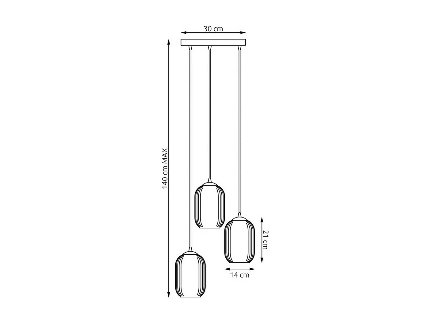 Suspension Verdi 13, Noir, 30x30x140 cm, Seven Design
