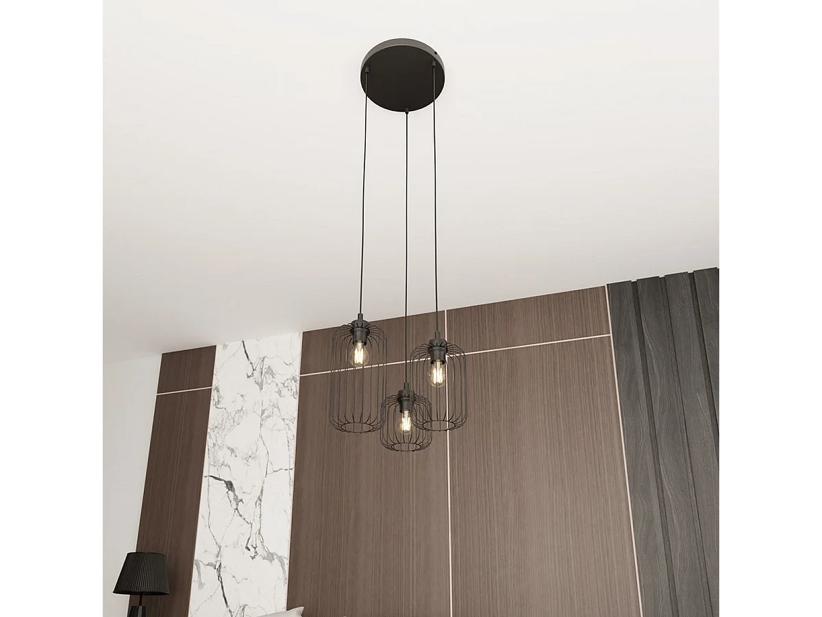 Candeeiro Suspenso Vander 2, Preto, 30x30x140 cm, Seven Design