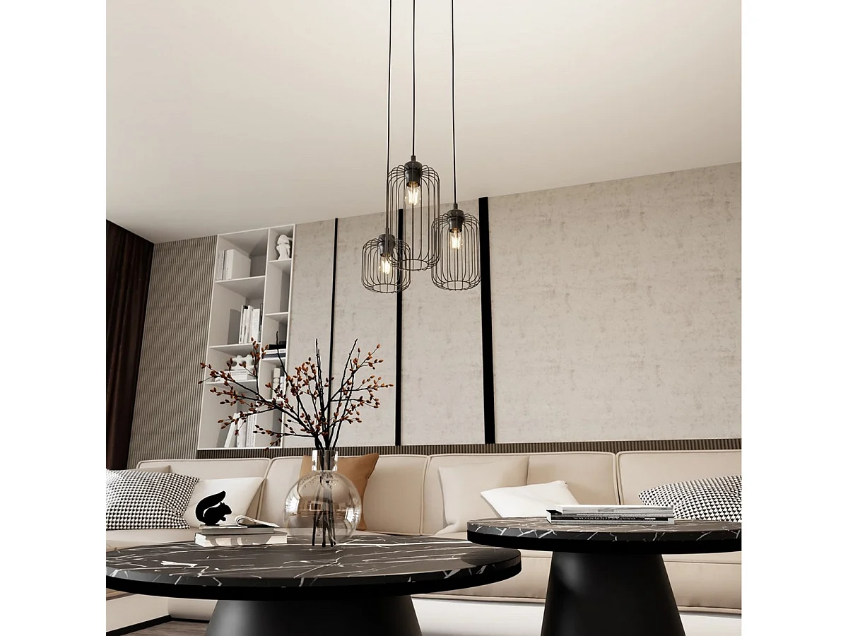 Candeeiro Suspenso Vander 2, Preto, 30x30x140 cm, Seven Design