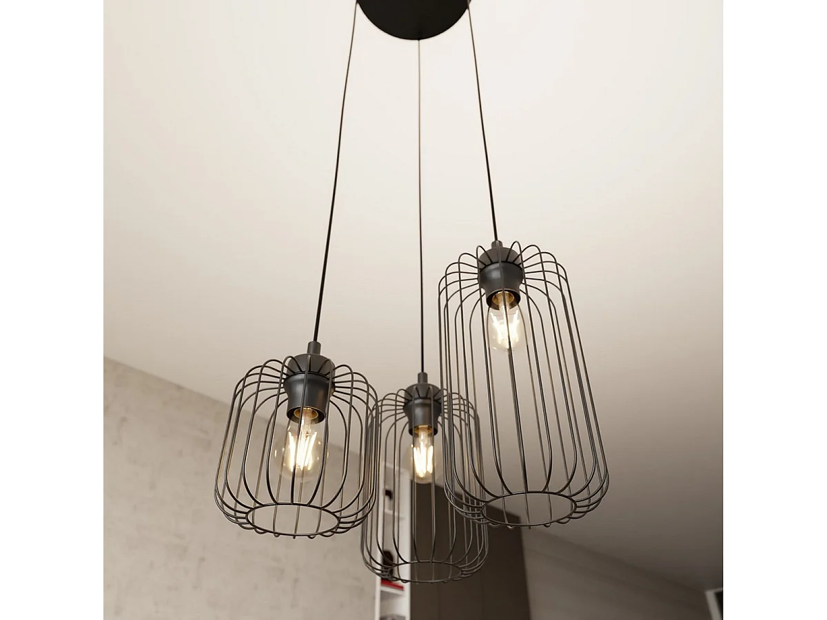 Candeeiro Suspenso Vander 2, Preto, 30x30x140 cm, Seven Design