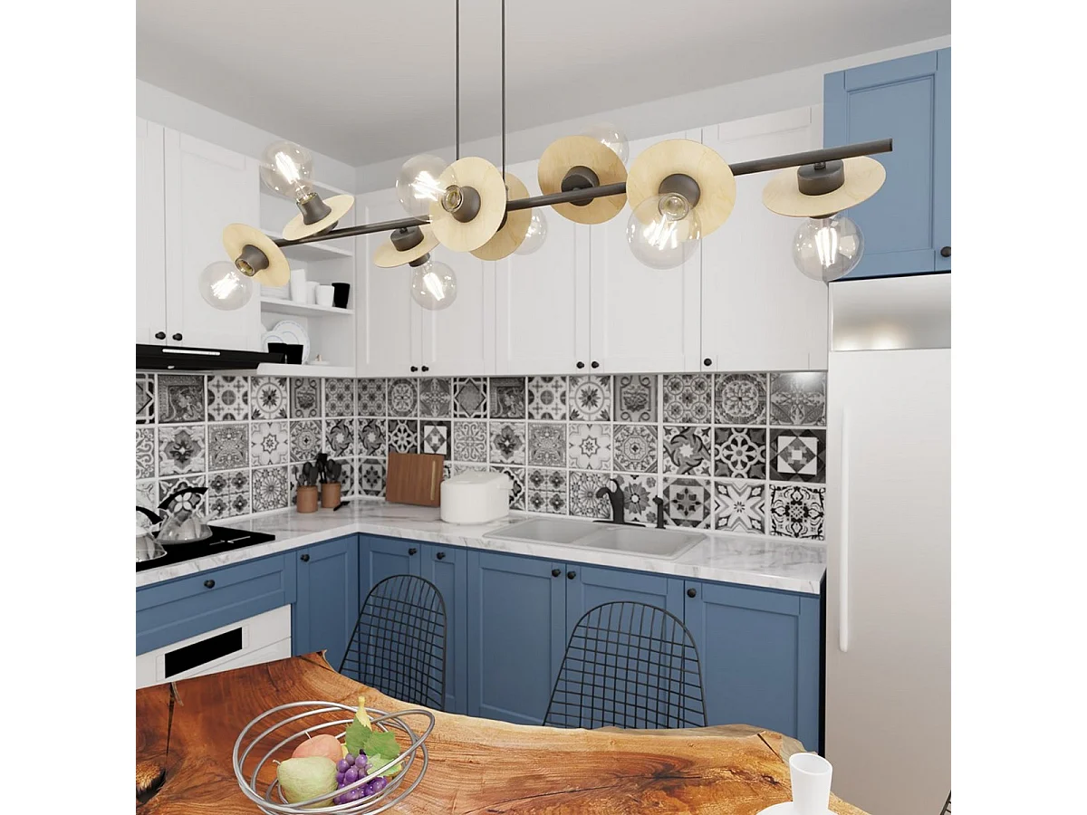 Hanglamp Token 5, Zwart, 120x14x120 cm, Seven Design