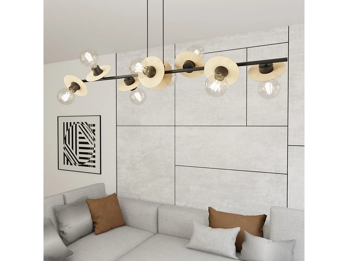 Hanglamp Token 5, Zwart, 120x14x120 cm, Seven Design