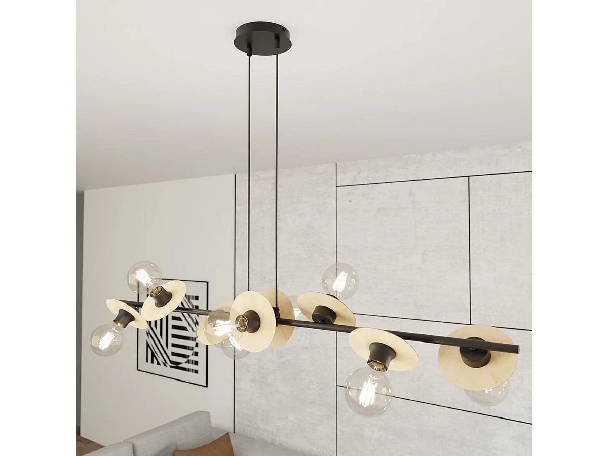 Hanglamp Token 5, Zwart, 120x14x120 cm, Seven Design