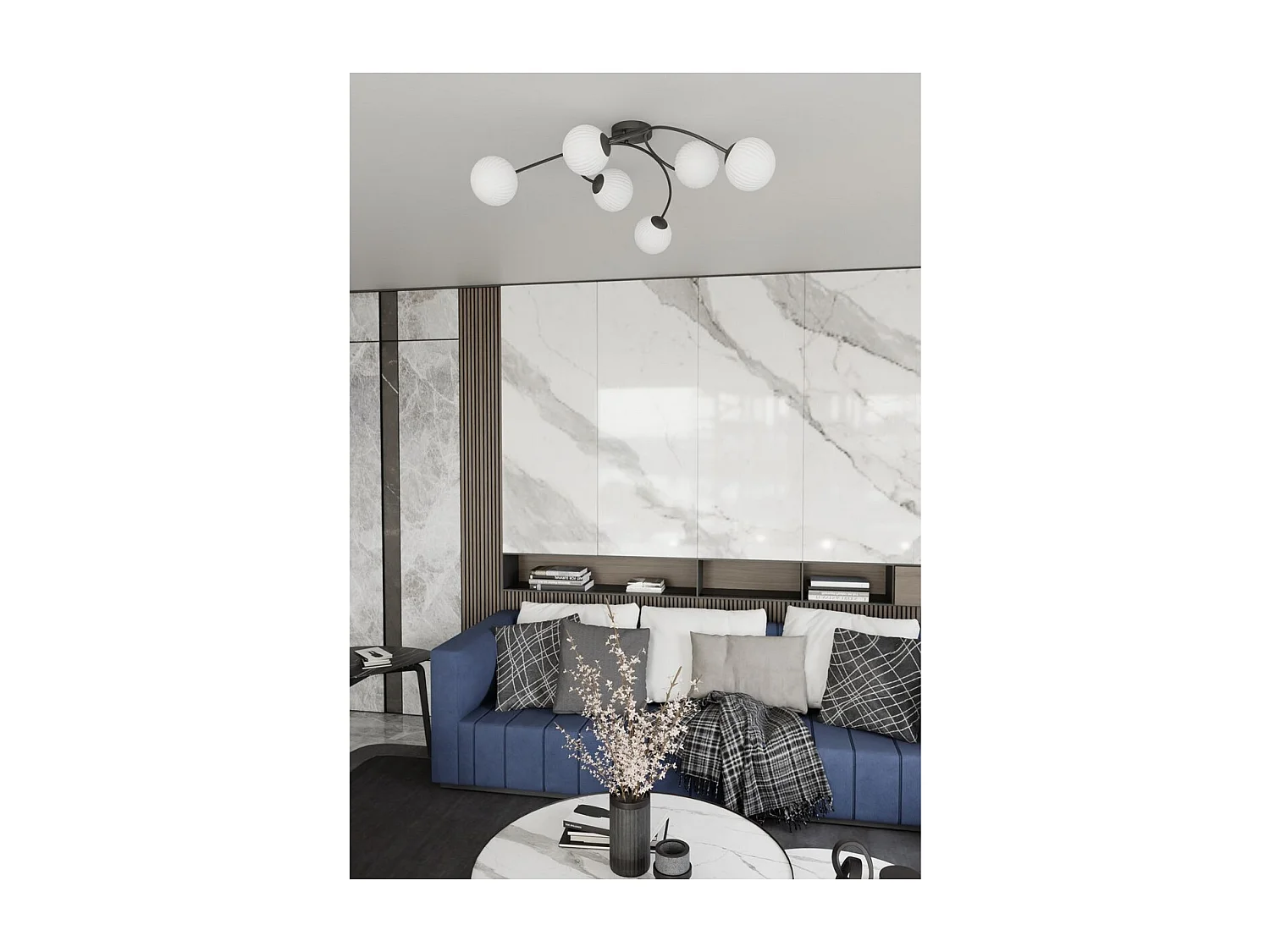 Plafondlamp Vibra 1, Zwart, 31x15x97 cm, Seven Design