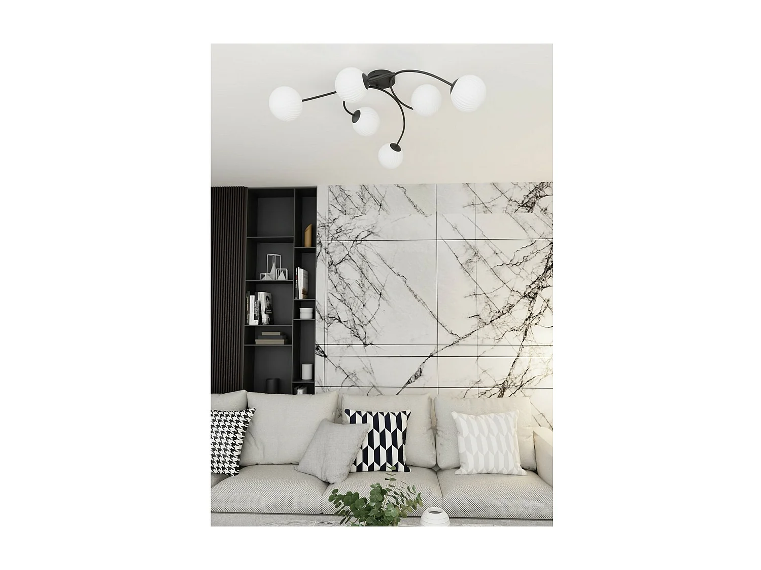 Plafondlamp Vibra 1, Zwart, 31x15x97 cm, Seven Design