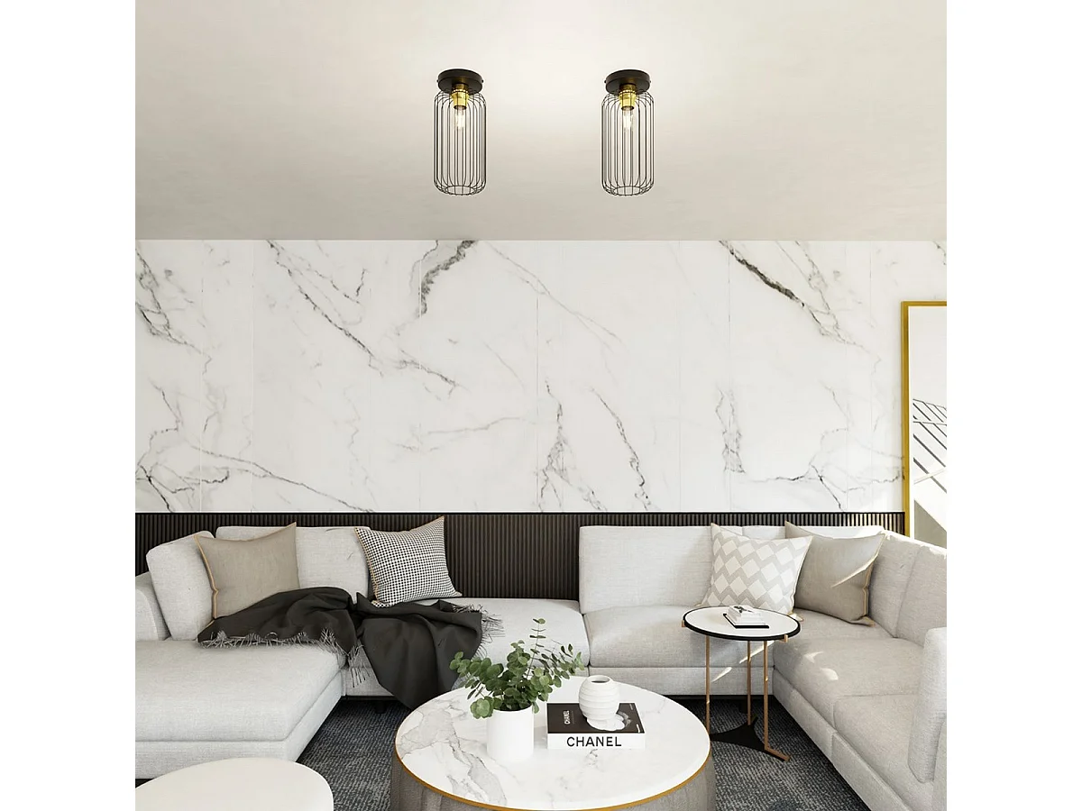 Plafondlamp Barn, Zwart, 16x35x35 cm, Seven Design