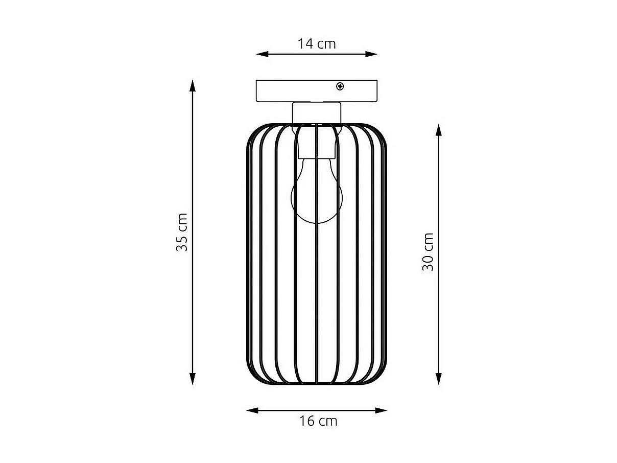 Plafondlamp Barn, Zwart, 16x35x35 cm, Seven Design