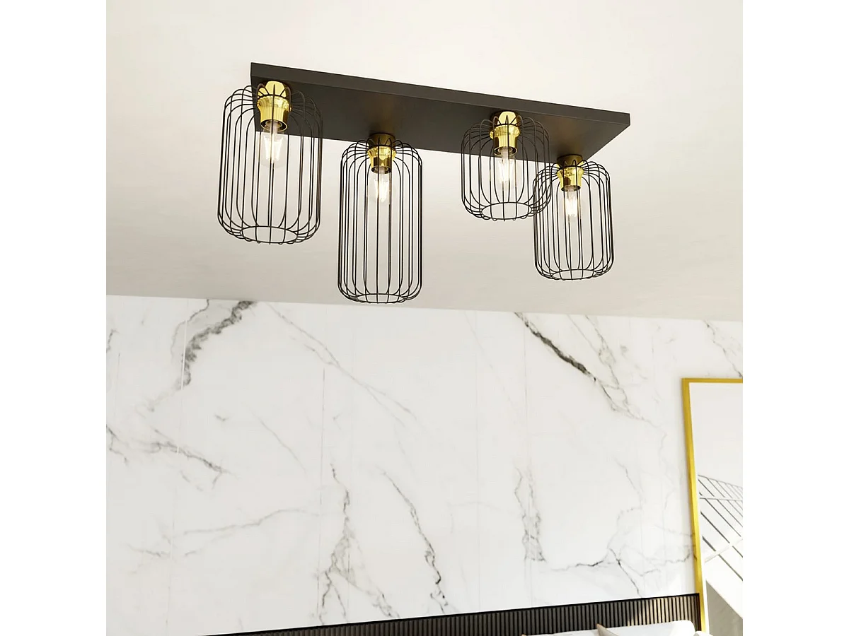 Lampa Sufitowa Barn 8, Czarny, 70x16x35 cm, Seven Design