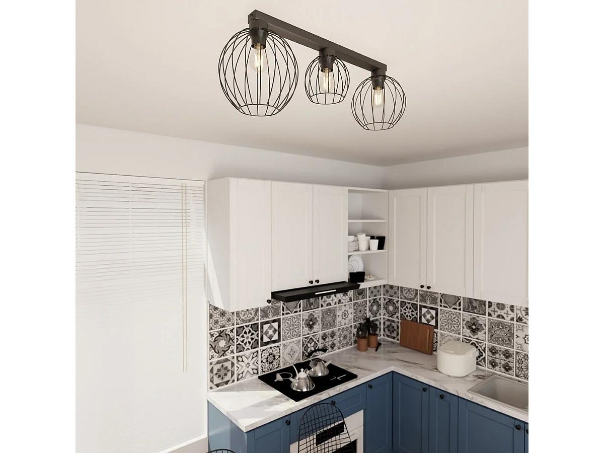 Candeeiro de Teto Nest 1, Preto, 77x24x28 cm, Seven Design