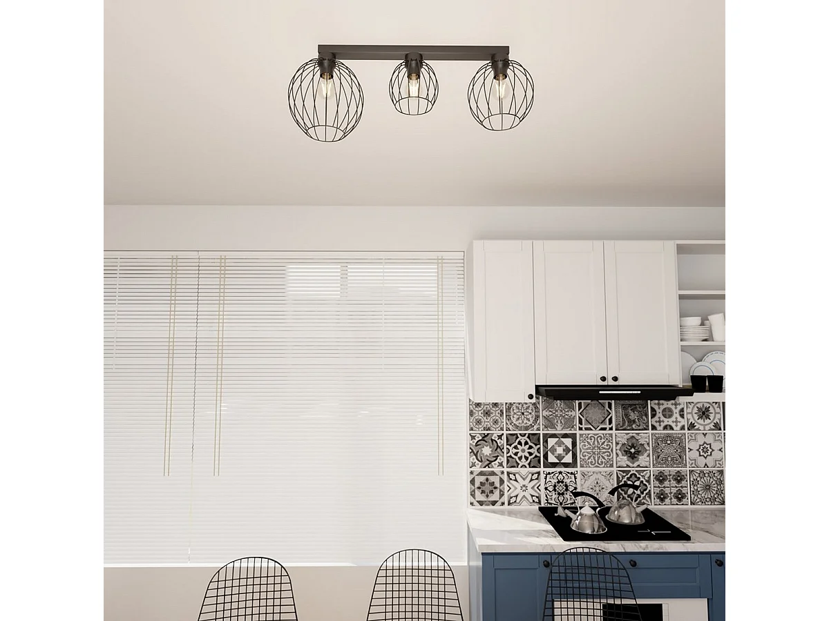 Candeeiro de Teto Nest 1, Preto, 77x24x28 cm, Seven Design