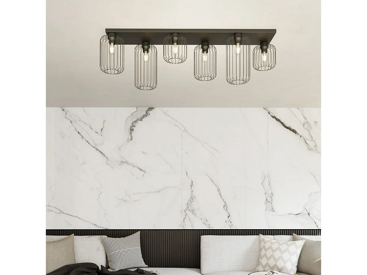 Plafonnier Barn 4, Noir, 115x16x35 cm, Seven Design