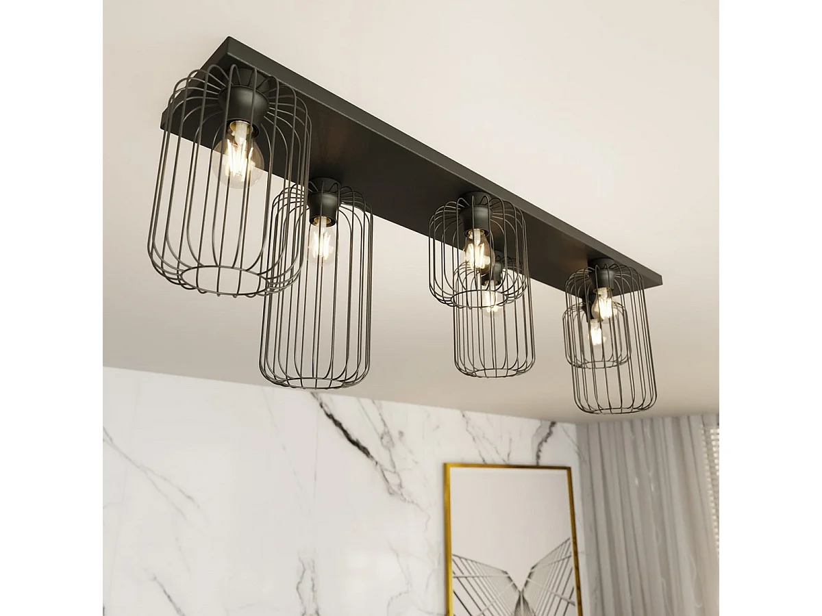 Plafonnier Barn 4, Noir, 115x16x35 cm, Seven Design