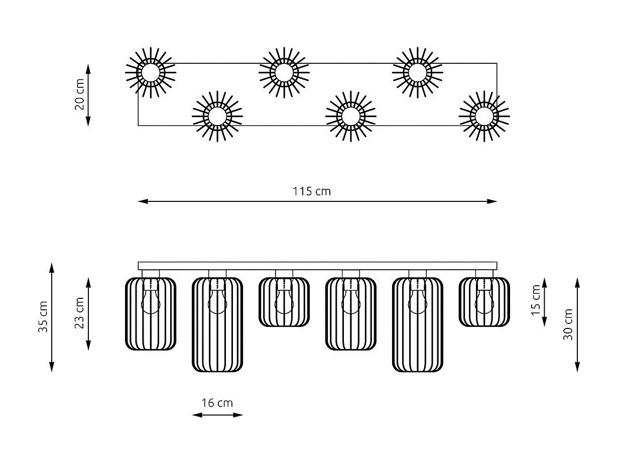 Plafonnier Barn 4, Noir, 115x16x35 cm, Seven Design