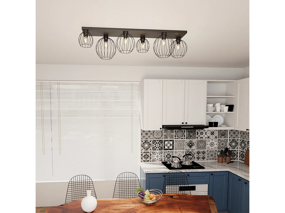 Lampa Sufitowa Nest 4, Czarny, 125x24x28 cm, Seven Design