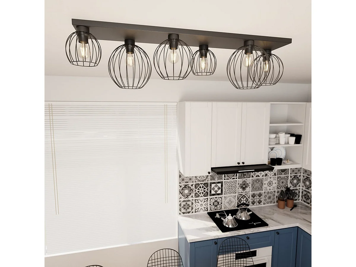 Lampa Sufitowa Nest 4, Czarny, 125x24x28 cm, Seven Design