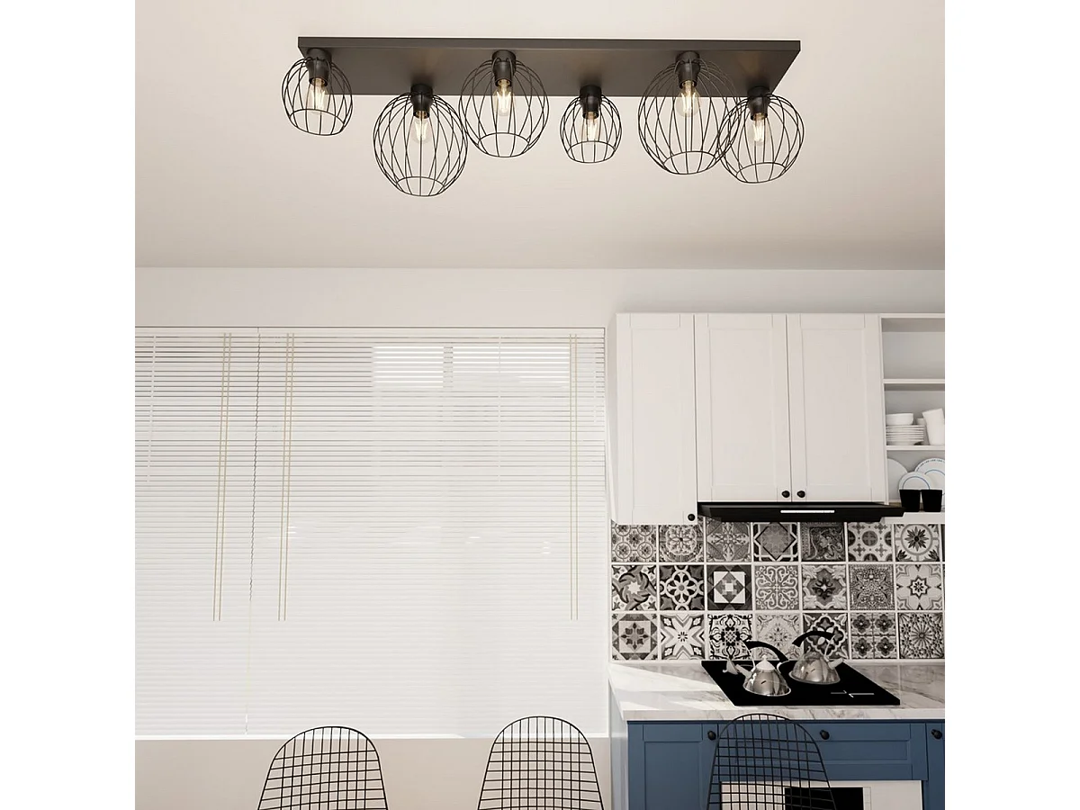 Lampa Sufitowa Nest 4, Czarny, 125x24x28 cm, Seven Design