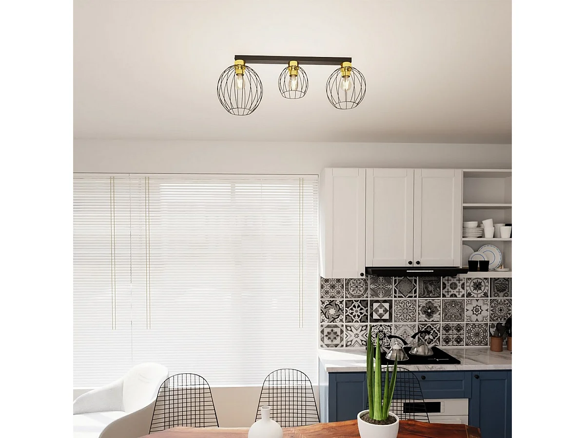 Plafonnier Nest 6, Noir, 77x24x28 cm, Seven Design