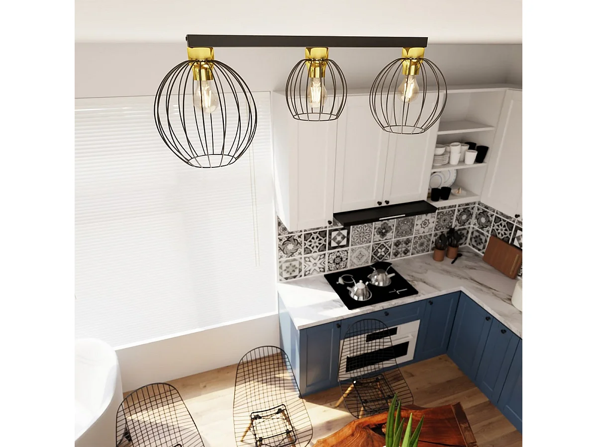 Plafonnier Nest 6, Noir, 77x24x28 cm, Seven Design