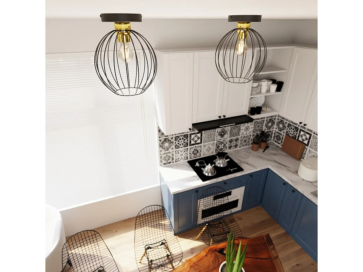 Plafondlamp Nest, Zwart, 28x24x24 cm, Seven Design