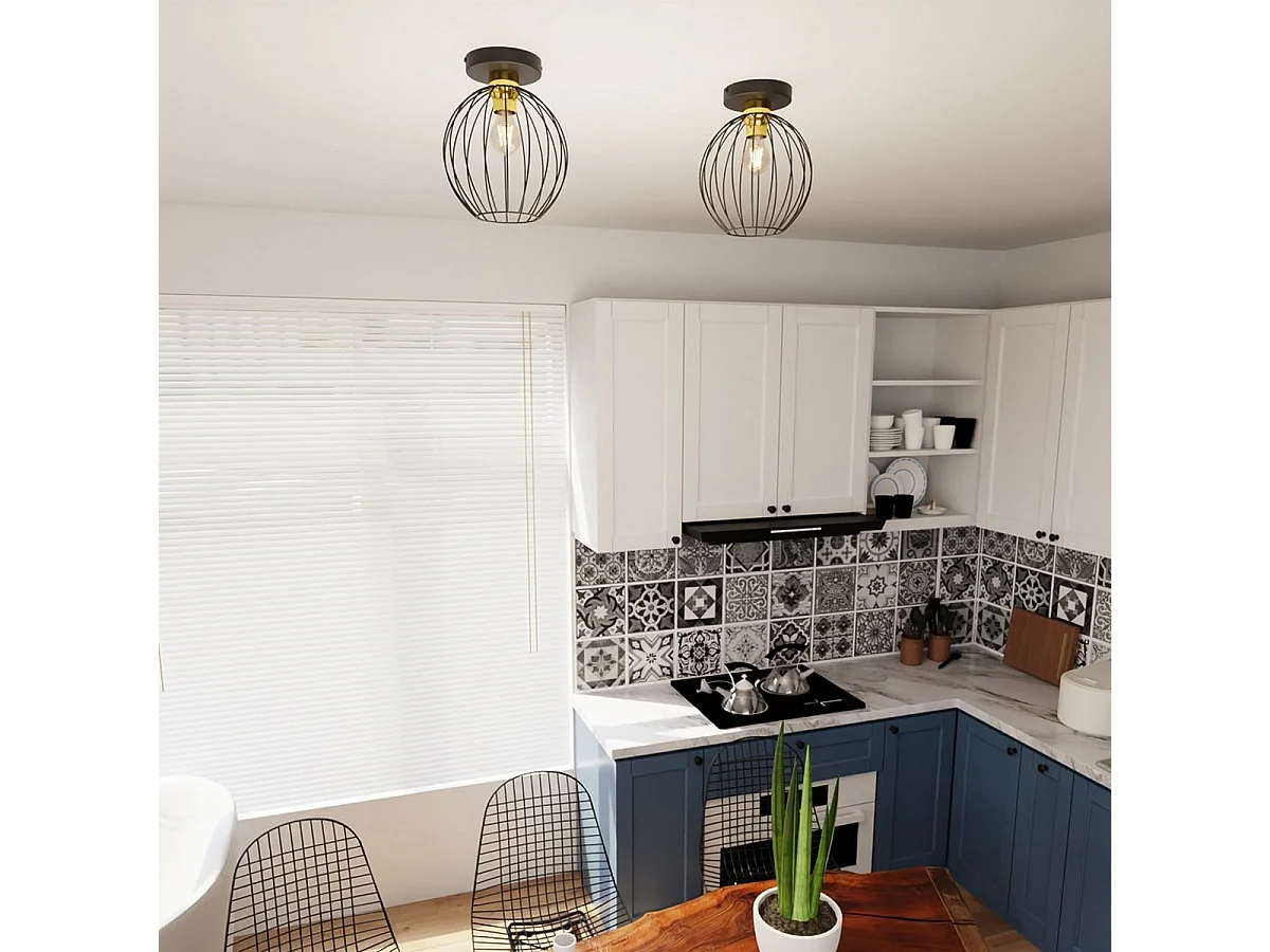 Plafonnier Nest 5, Noir, 28x24x24 cm, Seven Design