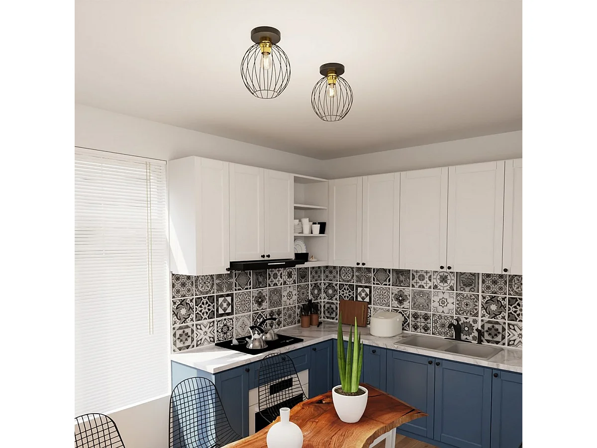 Plafonnier Nest 5, Noir, 28x24x24 cm, Seven Design