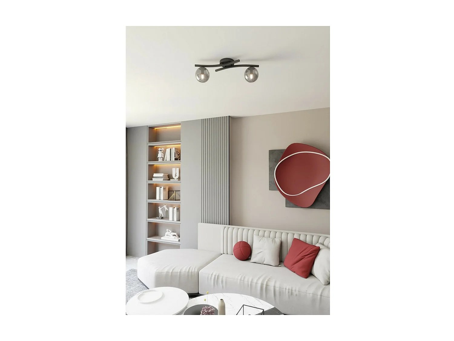 Plafonnier Opus 3, Noir, 40x40x20 cm, Seven Design