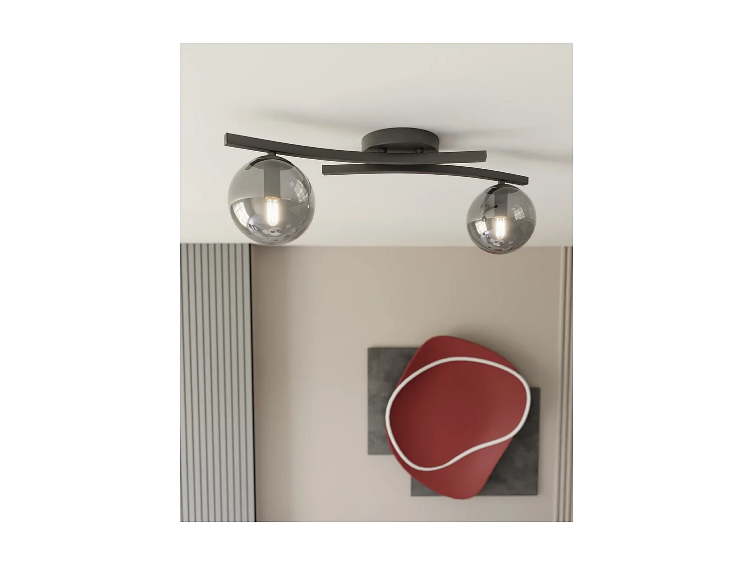 Plafonnier Opus 3, Noir, 40x40x20 cm, Seven Design