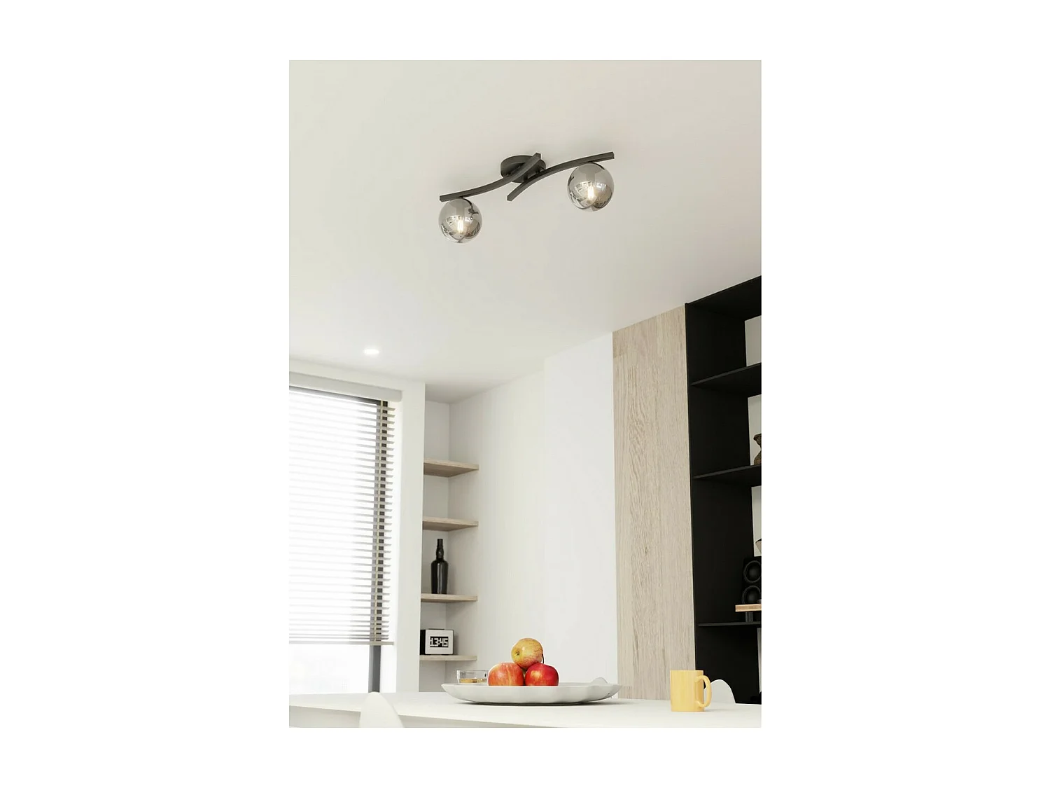 Plafonnier Opus 3, Noir, 40x40x20 cm, Seven Design