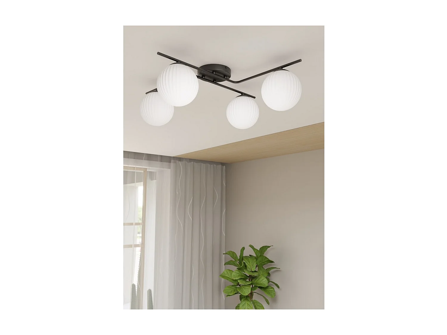 Plafondlamp Vespa 1, Zwart, 60x16x72 cm, Seven Design